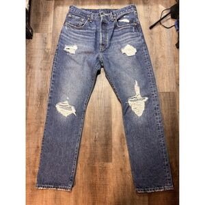 Levis 501 Original Fit Distressed Straight Leg Jeans Blue W31 L30 12501-0321